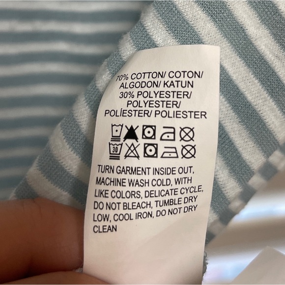 Lucky Brand Blue / White Striped Knot Front Tee Shirt - Size S - Picture 5 of 6